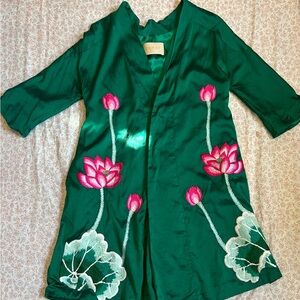 Jixiangzhai Mascot Emerald Green and Lotus Silk Robe (M)